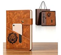 WBW Cuaderno de Cuero Personalizable Para Hombre y Mujer, Diario A5 Rayado Con Grabado de Logotipo y Texto, Cuero Para Oficina, Negocios Regalos (Cuadernos con iconos)