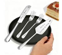 WBW Set de corte personalizado para cortar la tarta de boda，cuchillo y tenedor para tarta con grabado personalizado ideal para aniversarios, recién casados (Juego de 4 piezas de plata)