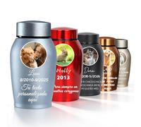 WBW Urna Personalizada con Foto Mini Urna de Acero Inoxidable con Mensaje Grabado Recuerdo Crematorio para Mascota o Ser Querido (Urna para Gato)