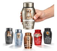 WBW Urna Personalizada con Foto Mini Urna de Acero Inoxidable con Mensaje Grabado Recuerdo Crematorio para Mascota o Ser Querido (Urna para Perro)
