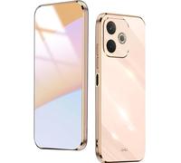 WBWONE Funda para OPPO A5 Pro 5G, Frontera de Oro Carcasa Protectora Antigolpes Suave TPU Silicona Caso Anti-Choques Resistente a los Arañazos - Rosado
