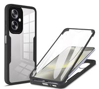 WBWONE Funda para OPPO A79 5G con Protector de Pantalla Incorporado, Antigolpes Transparente PC Carcasa Bumper Silicona TPU Protección Case. Negro