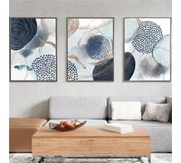 WBYZAC 3 Imágenes Set-Arte Abstracto para Pared Formas Geométricas en Acuarela Azul Marino y Dorado Láminas para Póster Lienzos Decoración para Oficina Sala de Estar y Hogar-50x75cm (sin marco)