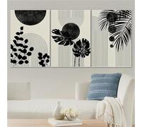 WBYZAC 3 Imágenes Set-Planta Geométrica Abstracta Collage Arte de Pared Lienzo Pintura Formas Ilustraciones Cartel Impresión Sala de Estar Cocina Oficina Decoración del Hogar-50x75cm (sin marco)