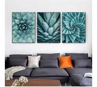 WBYZAC 3 Imágenes Set-Plantas Modernas Minimalistas Cuadros Modulares Lienzo Pintura Sala de Estar Cocina Oficina Decoración Póster Nórdico Aloe Verde Suculenta-40x50cm (sin marco)