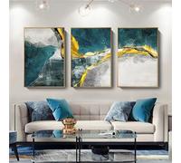 WBYZAC 3 Imágenes Set-Pósteres Abstractos en Verde Dorado Lienzos Pinturas Nórdicas Arte Mural para Sala de Estar Cocina Oficina Dormitorio Decoración del Hogar-40x50cm (sin marco)