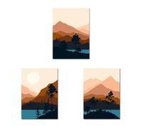 WBYZAC Conjunto de 3-Impresiones de Paisajes Con Vistas A Montaña Arte de Pared Lienzo Póster Pintura de Bosque Animales Imagen Dormitorio Oficina Decoración de Habitación Hogar-40 * 50cm (sin marco)