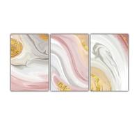 WBYZAC Cuadro Moderno Abstracto Dorado Rosa y Blanco Sobre Lienzo Póster Nórdico para Pared Ideal para Decorar la Sala de Estar O el Dormitorio-60 * 80cm*3pcs (Impresión sin marco)