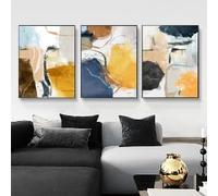 WBYZAC Imágenes de Pared,Cuadro Abstracto Geométrico en Acuarela Sobre Lienzo Arte Mural Nórdico Moderno para Sala de Estar Cocina Oficina y Decoración del Hogar-(50 * 60cm)-3pcs（sin marco）