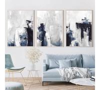 WBYZAC Imágenes de Pared,Láminas de Arte Abstracto en Acuarela Azul y Gris Pintura Moderna Minimalista Sobre Lienzo Cuadros para la Pared del Salón O Dormitorio-(40 * 60cm)-3pcs（sin marco）