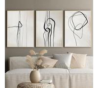 WBYZAC Pósteres Minimalistas Abstractos Arte Lineal Lienzo Pintura Nórdica Relajante en Negro y Beige Pósteres e Impresiones para la Pared de la Sala de Estar-50 * 60cm*3pcs (Impresión sin marco)