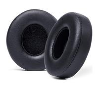 WC Almohadillas de Repuesto Extra Gruesas para Auriculares Beats Solo 2 y 3 inalámbricos en la Oreja - Cuero Suave, Espuma viscoelástica de Lujo, Adhesivo Fuerte | Negro