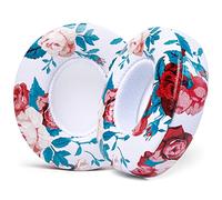 WC Almohadillas de Repuesto Extra Gruesas para Auriculares Beats Solo 2 y 3 inalámbricos en la Oreja - Cuero Suave, Espuma viscoelástica de Lujo, Adhesivo Fuerte | Blanco Floral
