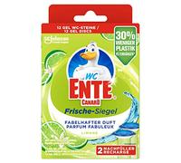 WC-Ente Limpiador de inodoro sin cesta, 12 piedras de inodoro de gel con aroma de limón, 1 unidad (2 x 36 ml)