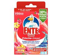 WC-Ente Recambio de sello de frescura, limpiador de inodoro sin cesta, aroma de oasis de flores, 2 recambios (2 unidades)