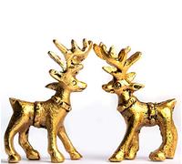 WC Figuras de Reno de pie Dorado y Plateado para Decoraciones de Navidad, Decoraciones del hogar para Sala de Estar, decoración de Mesa de Navidad y decoración para estantes (2 Piezas)