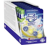 WC Fresch Kraft Active Limon, 10 unidades, limpiador de inodoro que garantiza la limpieza en cualquier enjuague, piedras aromáticas para un aroma fresco y duradero, 50 g (10 unidades)