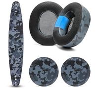 WC Mod Kit Nova Pro Wireless & Nova Elite - Almohadillas de Gel refrescante, Diadema de Silicona y Placas Laterales para SteelSeries Arctis Nova Pro Wireless y Nova Elite de WC | Black Camo