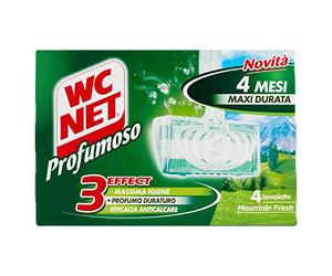 Wc Net - Detergente per WC, 3 Effect: Igienizza con Antibatterico, Profumo Duraturo, Efficacia Anticalcare 4X35G - 4 Tavolette