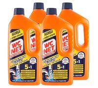 Wc Net Professional - Desatascador 5 acciones en 1, desatascador de tuberías y antical, 1000 ml x 4 paquetes