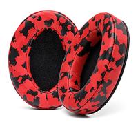 WC PadZ - Las Mejores Almohadillas de Wicked Cushions - Compatible con Audio Technica, HyperX, SteelSeries Arctis - Extra Gruesas - Apertura Grande - Espuma viscoelástica Suave | Camo Rojo