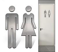 WC - Señal de matrícula de baño - 1 par de portamatrículas de inodoro - Pegatinas - Señalización con símbolo para hombre y mujer - Color negro cepillado (20 cm)