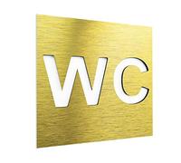 WC. Señal De Puerta, Placa De Aluminio Compuesta Unisex WC Letreros De Inodoro, Señalización De Baños De La Calle Flotando El Letrero Del Plano Posterior (Color : Gold, Size : 10x10cm)