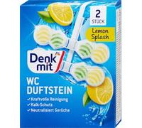 WC Stone Lemon Splash perfumado, 2 piezas - Marca DM Alemania - Compatible con Denkmit - WC Duftstein Lemon Splash, 2 St