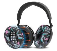 WC SweatZ Momentum 4 - Fundas de Almohadillas patentadas para Auriculares inalámbricos supraaurales Sennheiser Momentum 4 de Wicked Cushions | Resistentes al Sudor y fácilmente Lavables | 90's Black