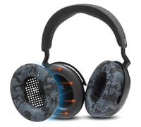 WC SweatZ Momentum 4 y 5 - Fundas de Almohadillas patentadas para Auriculares inalámbricos Sennheiser Momentum 4 y 5 de Wicked Cushions | Resistente al Sudor y fácilmente Lavable | Black Camo