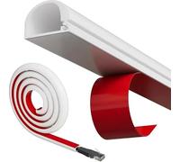Wcawnlt Canaleta para Cables, Canaleta Adhesiva de PVC Blanco 1 m Ignífuga y Recortable, Solución Ordenada para Ocultar Cables en Pared, Oficina y Hogar