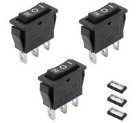 Wcawnlt Lot de 3 Mini Interrupteur à Bascule Noir KCD3-101 3 Pôles Mini Bateau, Interrupteur Basculant 3 Broches 3 Positions ON-OFF-ON avec 3 Capuchons étanches Pour le Bricolage et les Bateaux
