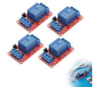 Wcawnlt Protección MCU con Relé 12V Aislado, Lote de 4 Módulos 1 Canal Antiinterferencias, Conmutador de/Bajo para Automatismo Industrial, Compatible con ESP32 y PLC