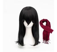 WCCNKK Cosplay Anime Peluca De Mikasa Ackerman, Pelo Largo, Liso Y Negro con Pañuelo, Material Resistente Al Calor, con Capucha, para Fiestas De Halloween Y Convenciones De Anime, Anime Regalo