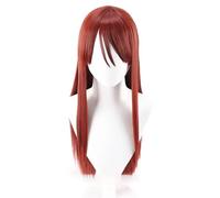 WCCNKK Steins Gate Makise Kurisu Christina Anime Cosplay Peluca, Cabello Liso Castaño Rojizo De 70 Cm De Largo Cosplay Peluca De Fiesta De Halloween Disfraces De Juegos De Rol, Regalo Decorativo
