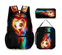 WCEECE Fútbol Soccer Mochila Escolar Mochila Para Niños Conjunto De Mochilas Escolares Con Bolsa Para El Almuerzo Y Estuche Para Lápices Mochila Ligera Para De