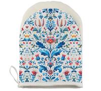 WCGXKO Guante de horno con diseño floral de arte popular sueco, regalo escandinavo para los amantes de Suecia, guantes de cocina (azul floral G UK)