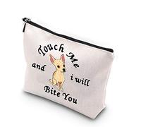 WCGXKO Regalo divertido para amantes de los chihuahuas, bolsa con cremallera para chihuahua, mamá, Touch Me and I Will Bite You, Bite You Chihuahua