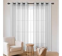 WCHENHUI Cortinas Poliéster Translucida 160 x 310 cm con Ojales Visillos Translucidos Boho Monocolor para Cortinados Ventana para Decoracion Dormitorio, Cocina, Gris Claro