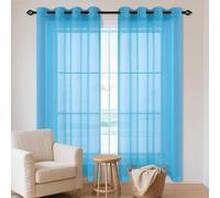 WCHENHUI Cortinas Poliéster Translucida 320 x 310 cm con Ojales Visillos Translucidos Boho Monocolor para Cortinados Ventana para Decoracion Dormitorio, Cocina, Azul Cielo