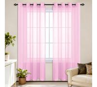 WCHENHUI Cortinas Salon 210 x 255 cm con Ojales Cortina Translucida de Dormitorio Poliéster para Dormitorio Comedor Habitacion, Rosa