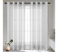 WCHENHUI Cortinas Translucidas 300 x 310 cm Transparente Visillos con Ojales Ventilada para Dos Puertas de Balcón Salón Dormitorio, Gris Claro