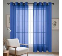 WCHENHUI Cortos Translúcidos Visillo 120 x 310 cm con Ojales Translucidas Ventana Visillos Aislantes Frio y Calor para Sala de Estar Cocina Dormitorio Comedor Sala, Azul Oscuro