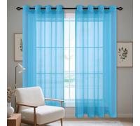 WCHENHUI Cortos Translúcidos Visillo 180 x 310 cm con Ojales Translucidas Ventana Visillos Aislantes Frio y Calor para Sala de Estar Cocina Dormitorio Comedor Sala, Azul Cielo