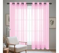 WCHENHUI Cortos Translúcidos Visillo 200 x 310 cm con Ojales Translucidas Ventana Visillos Aislantes Frio y Calor para Sala de Estar Cocina Dormitorio Comedor Sala, Rosa