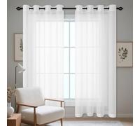 WCHENHUI Cortos Translúcidos Visillo 220 x 310 cm con Ojales Translucidas Ventana Visillos Aislantes Frio y Calor para Sala de Estar Cocina Dormitorio Comedor Sala, Blanco