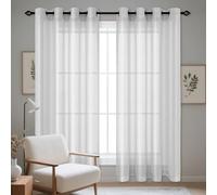 WCHENHUI Cortos Translúcidos Visillo 300 x 310 cm con Ojales Translucidas Ventana Visillos Aislantes Frio y Calor para Sala de Estar Cocina Dormitorio Comedor Sala, Gris Claro