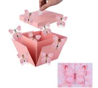WCHOSOZH Caja de regalo sorpresa explosiva con 4 mariposas voladoras, caja de cumpleaños de mariposa explosiva con tarjeta de felicitación, caja de cumpleaños de mariposa explosiva para cumpleaños,