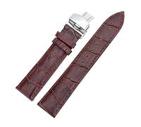 WchsTUmpxN Correa universal, correa de reloj for hombres y mujeres de 18/24 mm, hebilla con cierre desplegable con patrón de mariposa y correa de reloj de cuero(Brown,22mm)