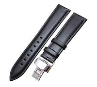 WchsTUmpxN Correa universal, correas de reloj de cuero liso negro marrón 18/19/20/21/22/24 mm correa de reloj for hombres y mujeres pulsera con cierre de acero(Black,18mm)